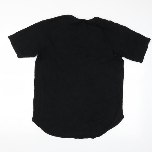 Primark Mens Black    T-Shirt Size L  - ribbed detail on sleeves
