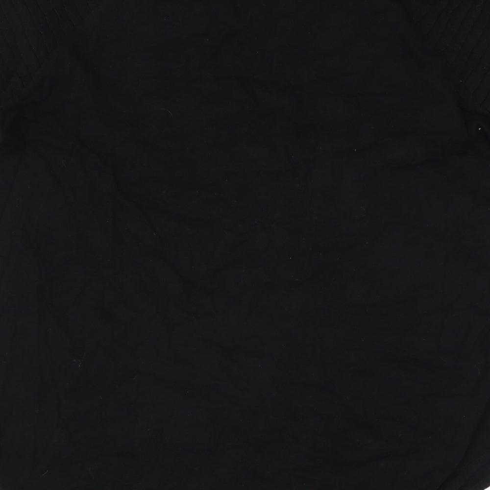 Primark Mens Black    T-Shirt Size L  - ribbed detail on sleeves