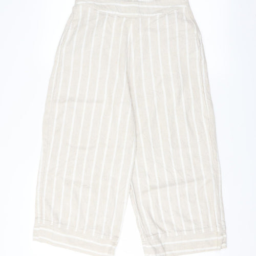 commoners Womens Beige Striped  Cropped Trousers Size 10 L20 in