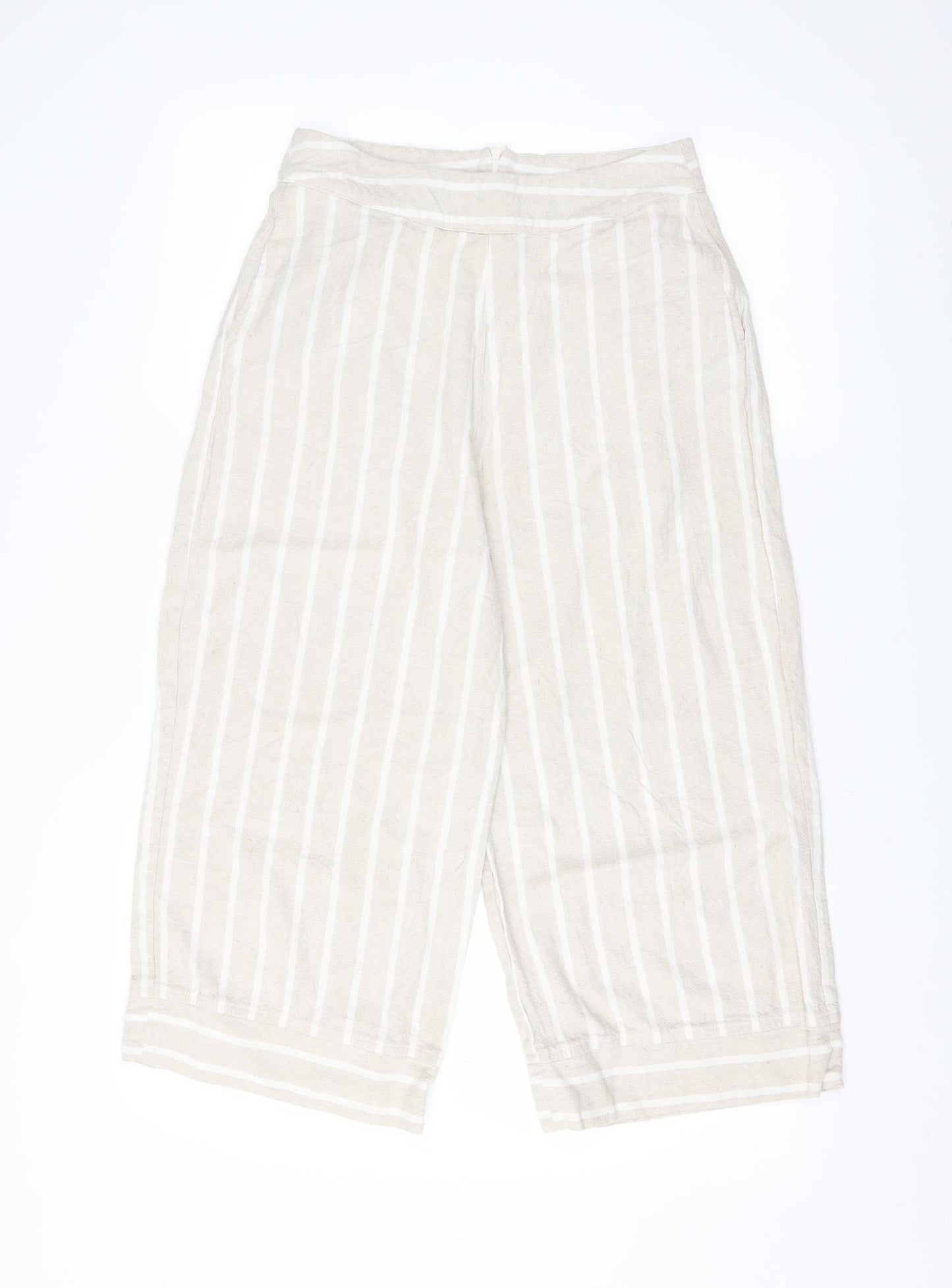 commoners Womens Beige Striped  Cropped Trousers Size 10 L20 in