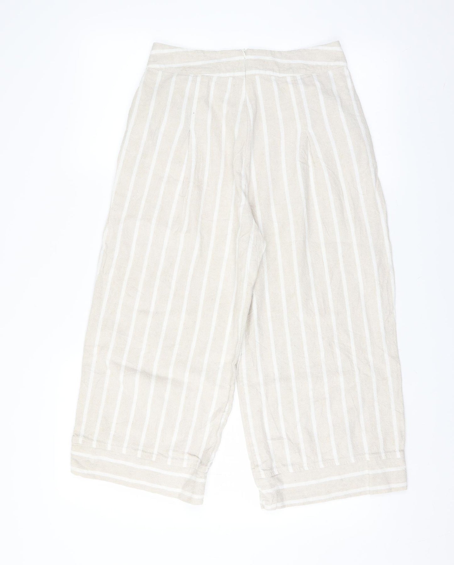 commoners Womens Beige Striped  Cropped Trousers Size 10 L20 in