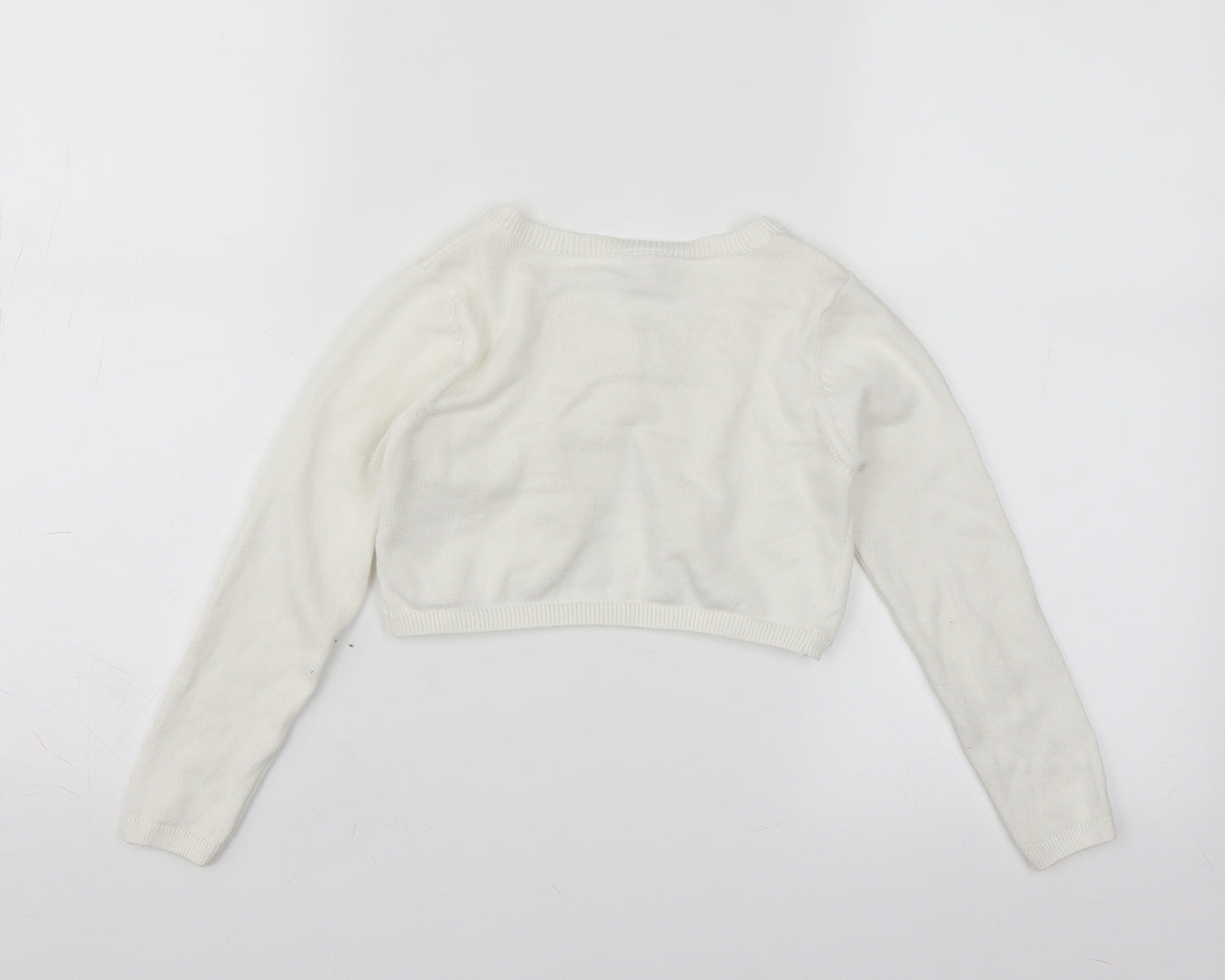 Sainsburys Girls White   Shrug Jumper Size 6 Years  - beaded detail