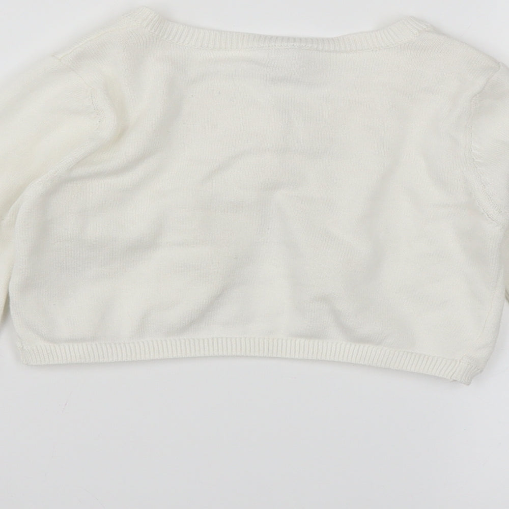 Sainsburys Girls White   Shrug Jumper Size 6 Years  - beaded detail