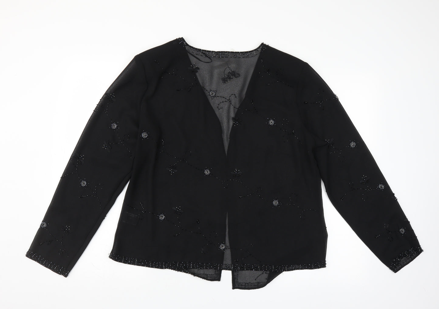 Roman Womens Black Floral  Basic Blouse Size 18  - beaded floral detail