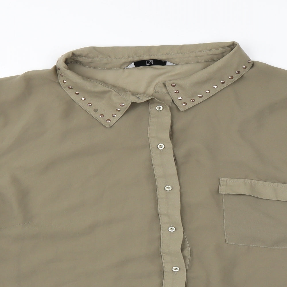 Sainsburys Womens Green   Basic Blouse Size 22  - sheer studded collar