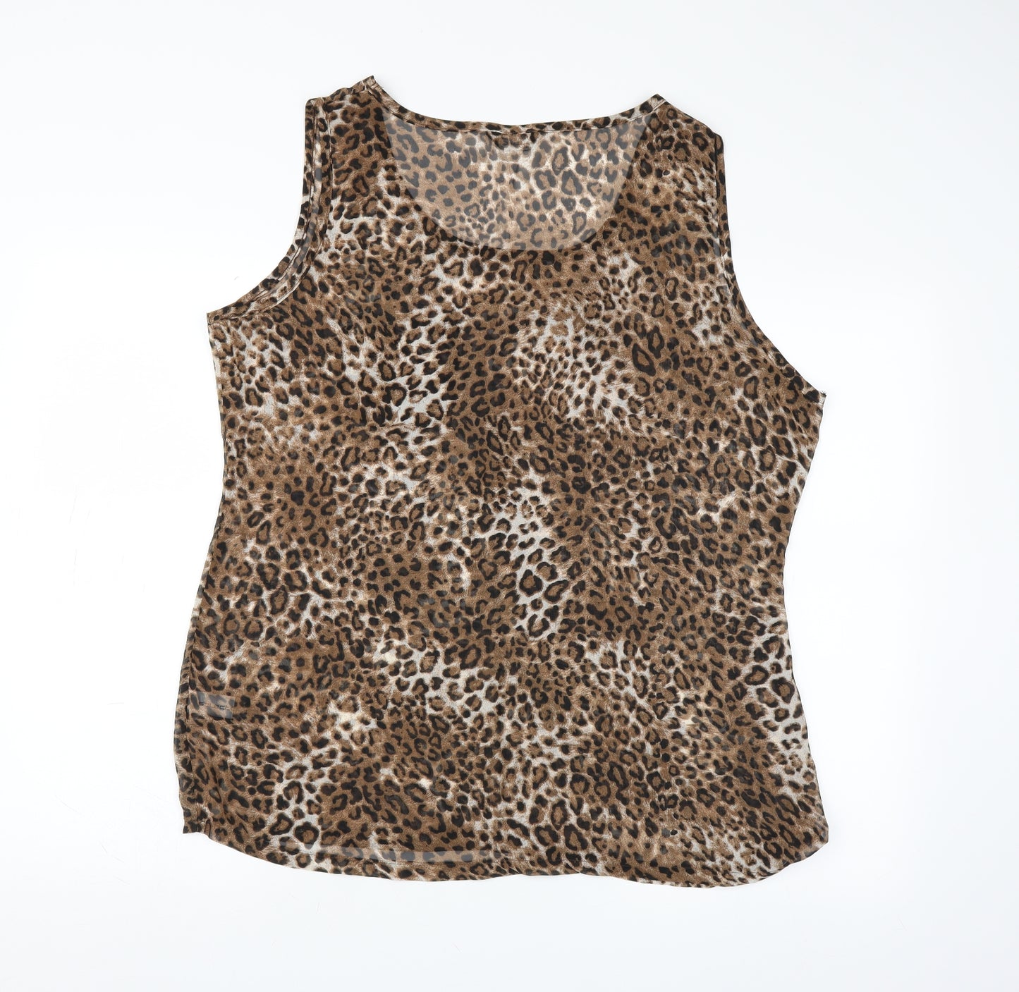Select Womens Brown Animal Print  Basic Blouse Size 16  - sheer
