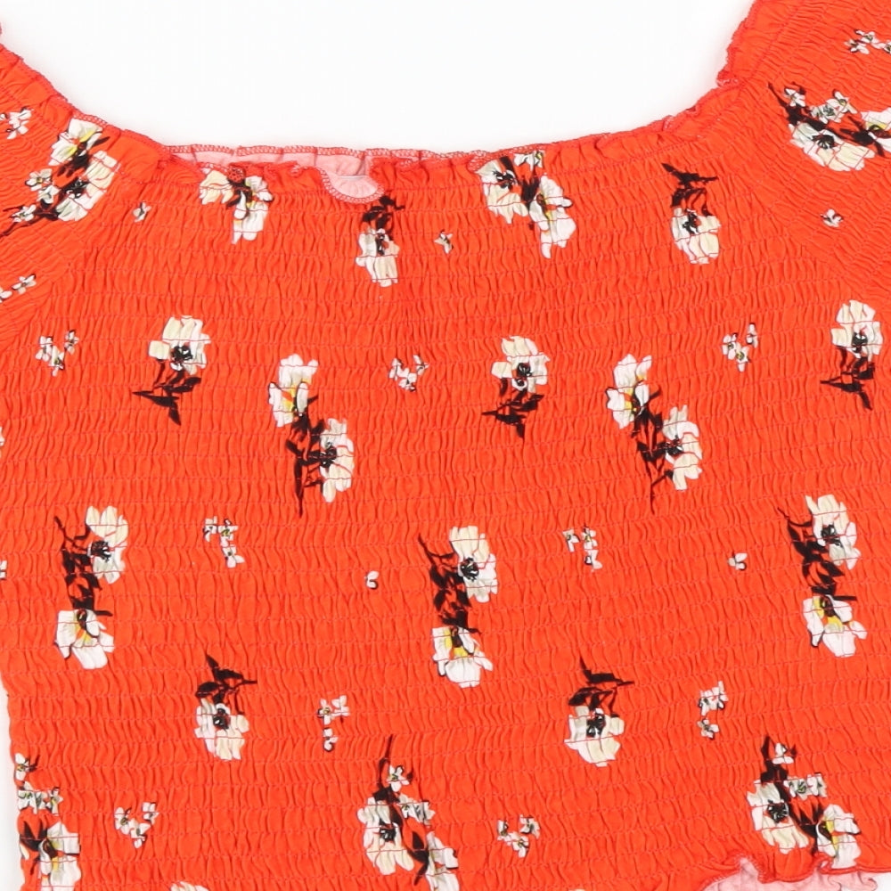 New Look Womens Orange Floral  Basic Blouse Size 12