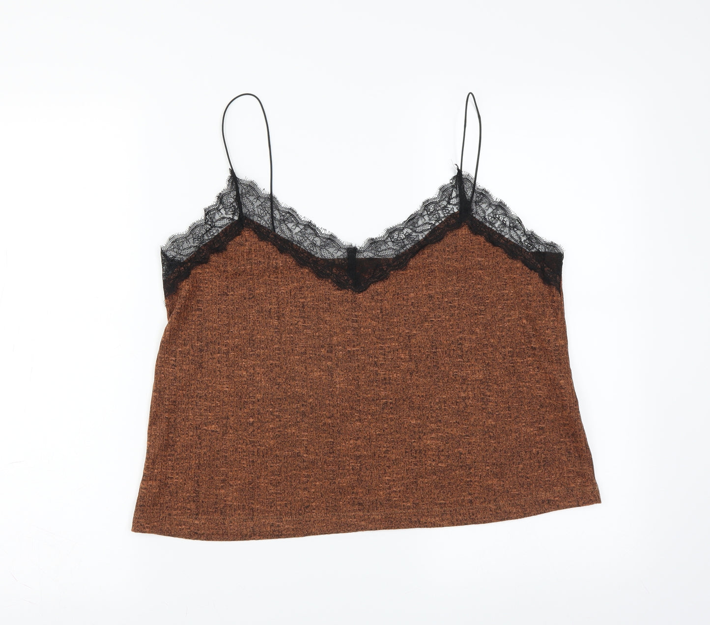 New Look Womens Brown   Camisole Blouse Size 16  - lace detail