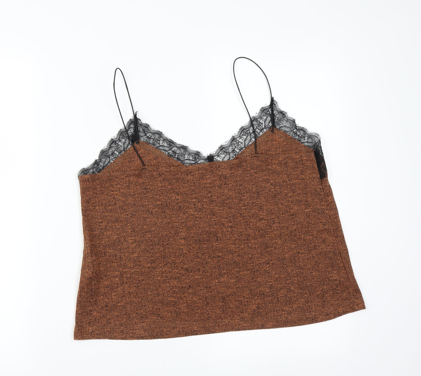 New Look Womens Brown   Camisole Blouse Size 16  - lace detail