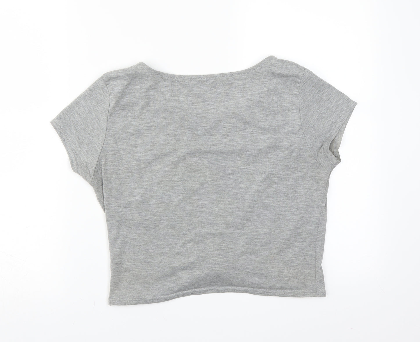 Missguided Womens Grey   Cropped T-Shirt Size 14  - twist front