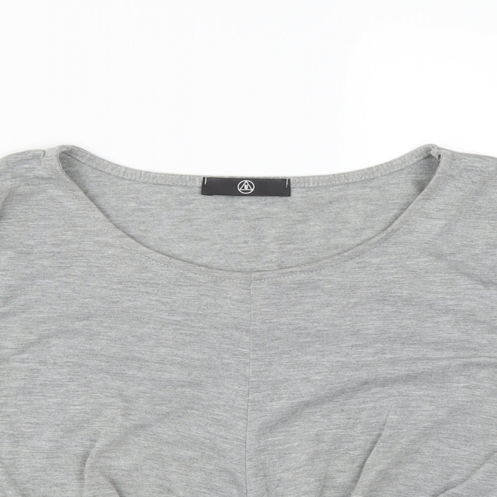 Missguided Womens Grey   Cropped T-Shirt Size 14  - twist front
