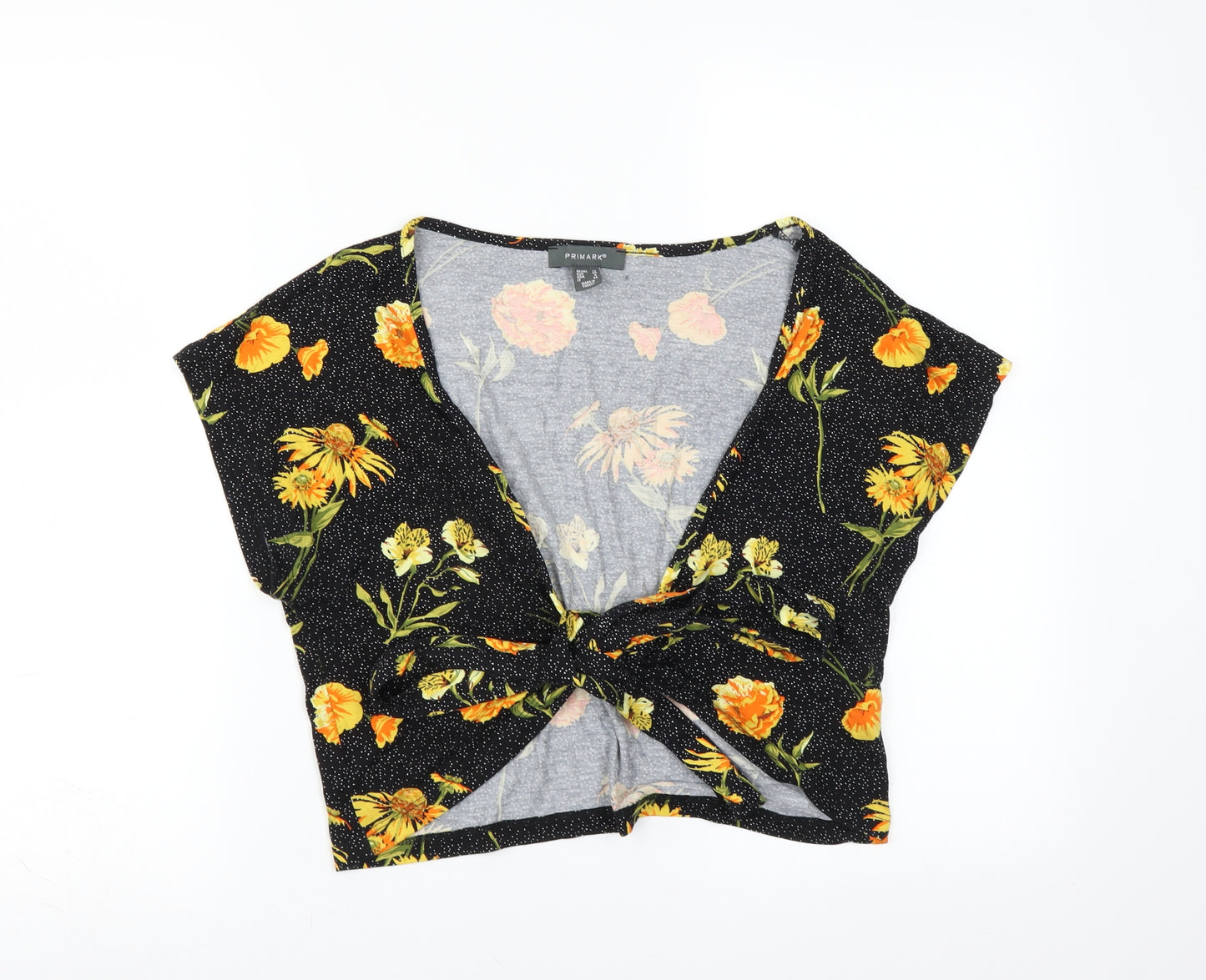 Primark Womens Beige Floral  Basic Blouse Size 12  - tie front