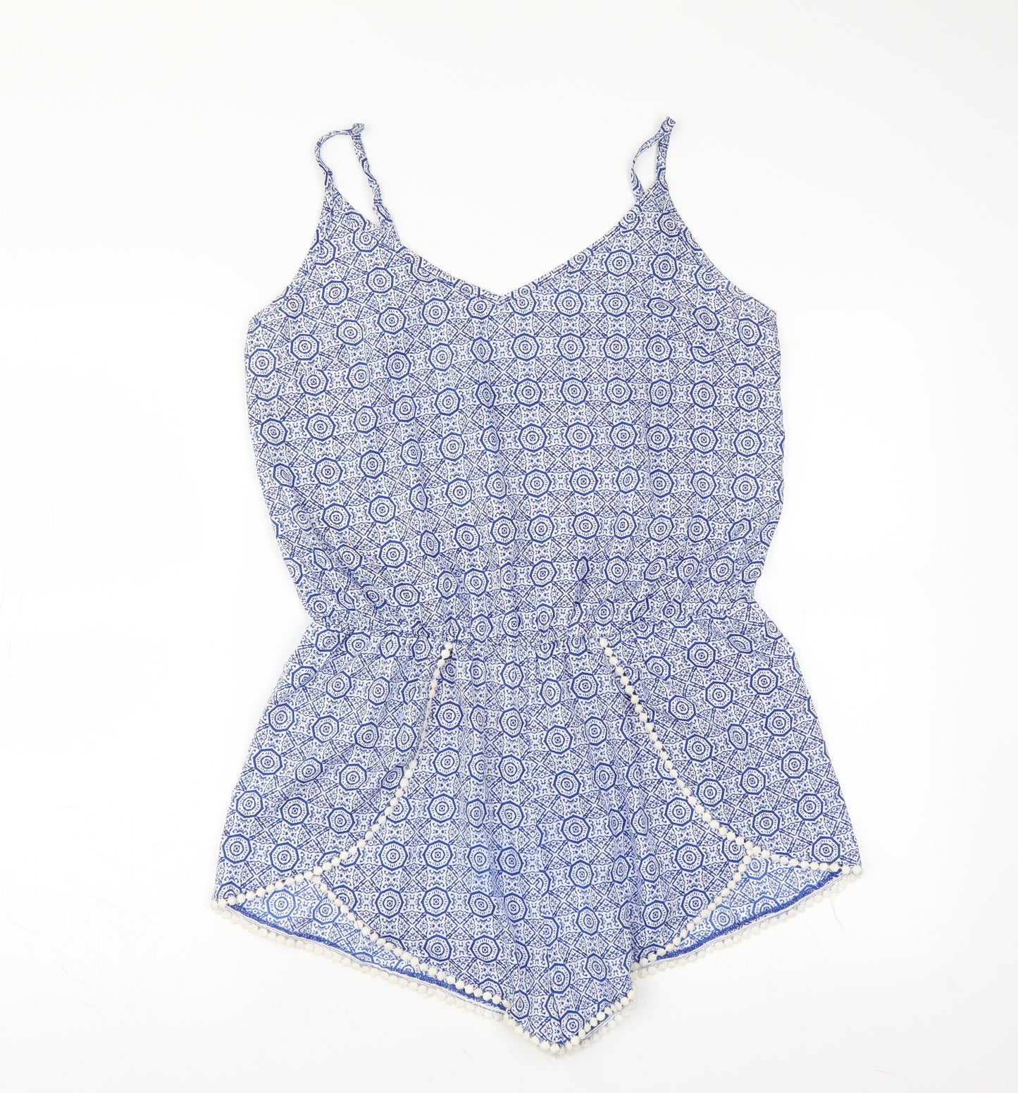New Look Womens Blue Geometric  Playsuit One-Piece Size M