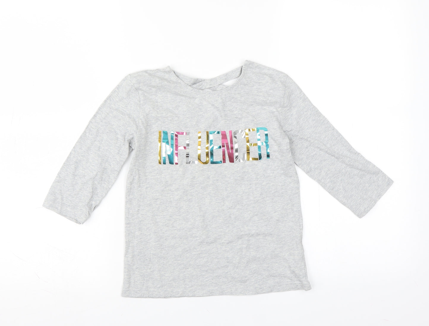 F&F Girls Grey   Basic T-Shirt Size 8-9 Years  - influencer