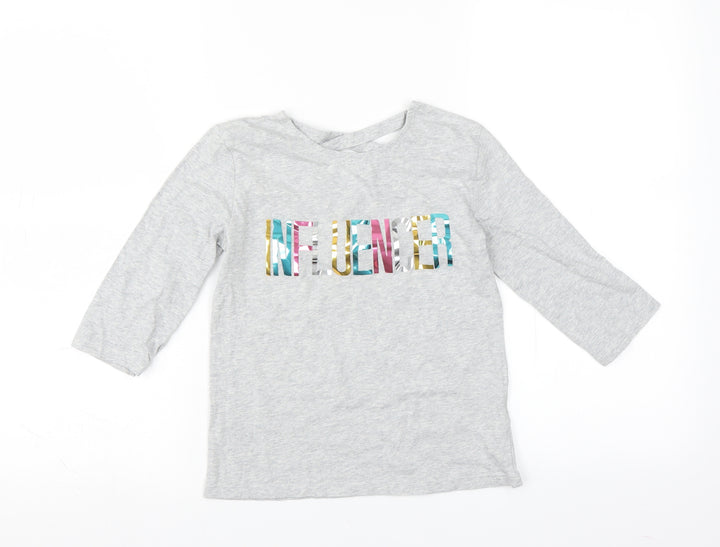 F&F Girls Grey   Basic T-Shirt Size 8-9 Years  - influencer