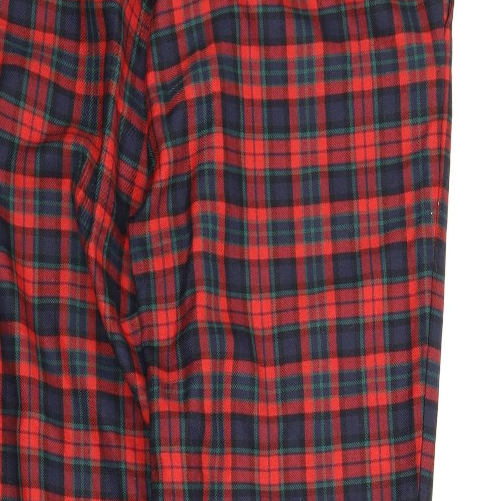 H&M Womens Red Check  Capri Trousers Size 12 L24 in