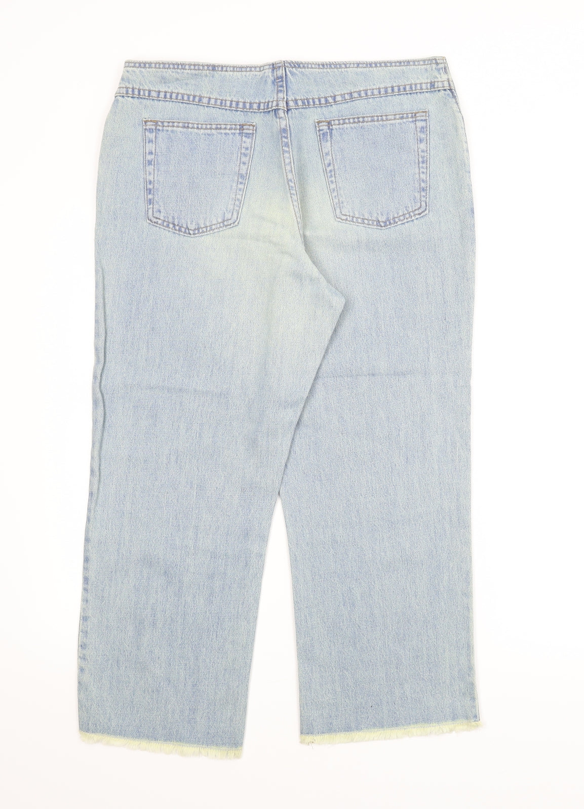 M&S Womens Blue Floral Denim Straight Jeans Size 16 L24 in