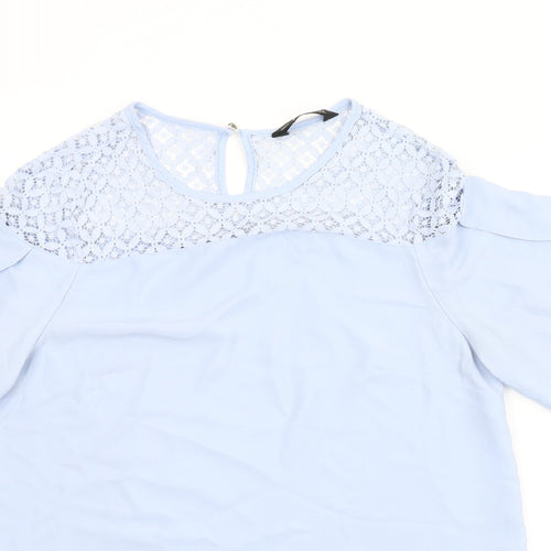 F&F Womens Blue Floral  Basic Blouse Size 12