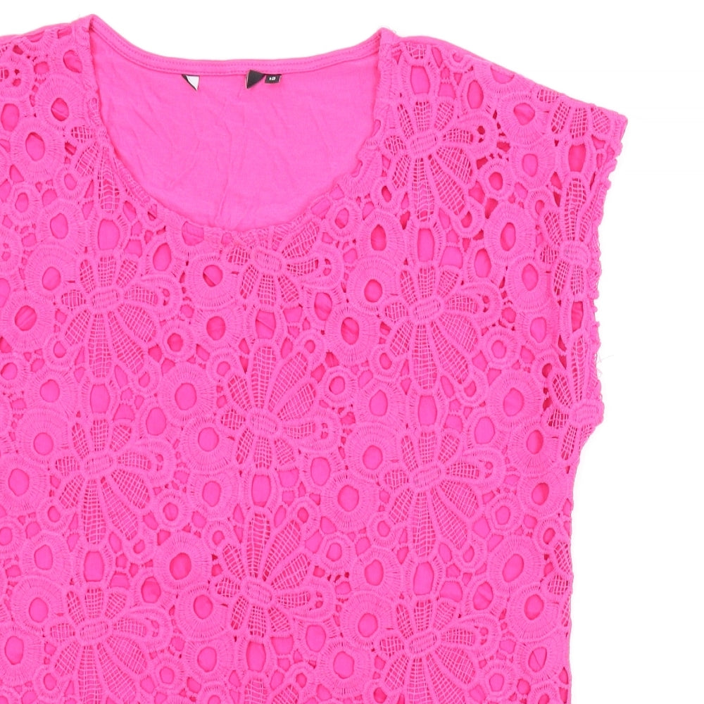 Peacocks Womens Pink Floral  Basic Blouse Size 12