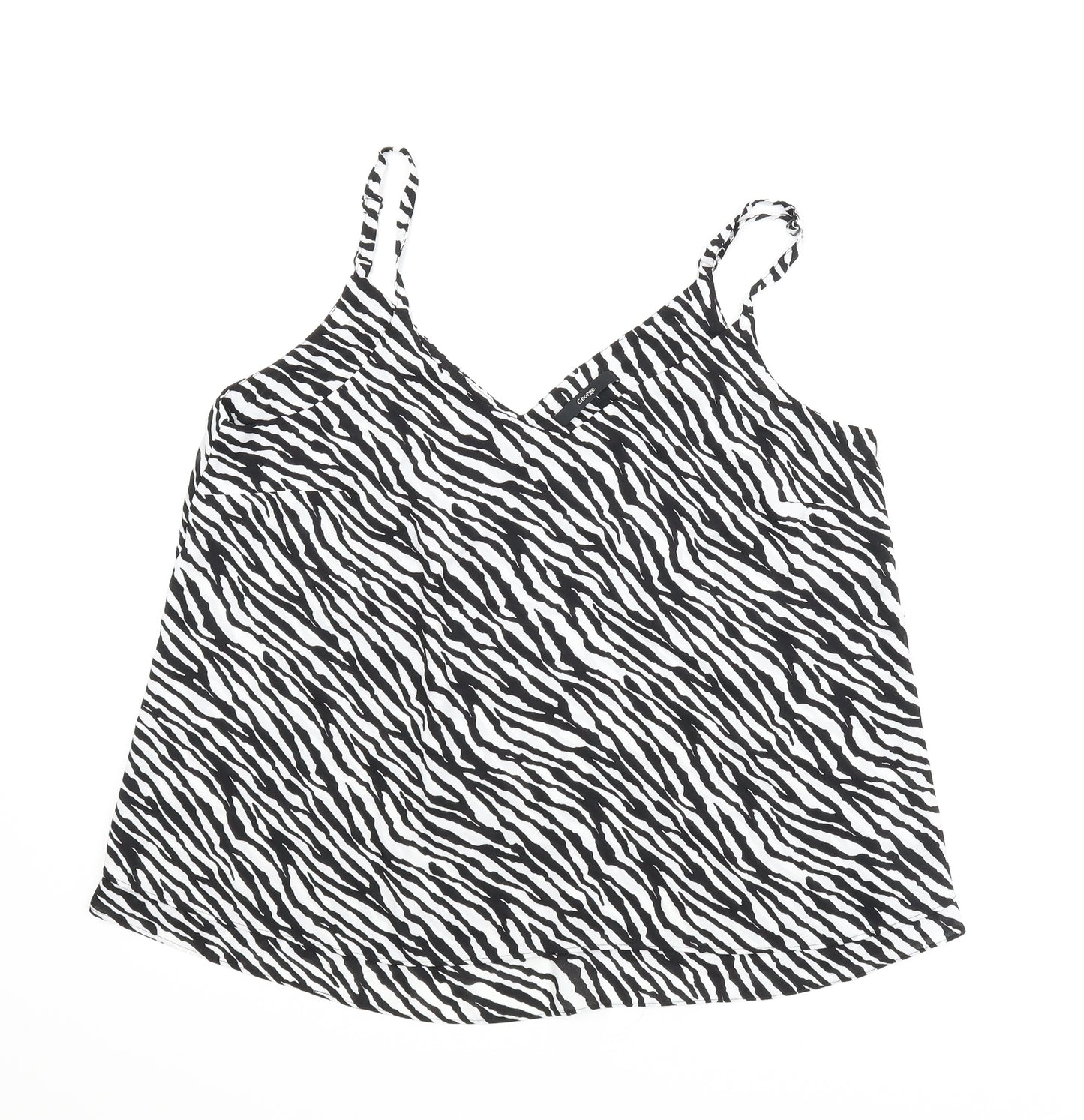George Womens Black Animal Print  Camisole Blouse Size 14  - Zebra print