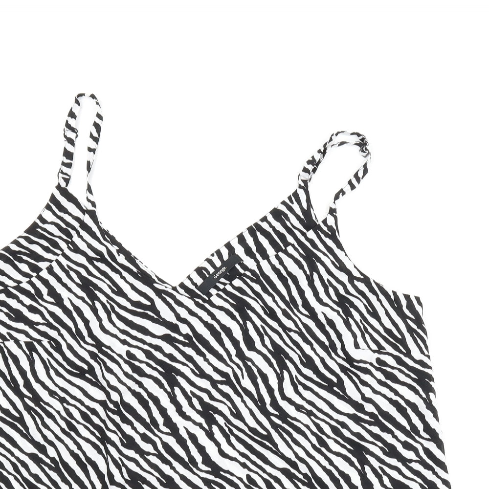 George Womens Black Animal Print  Camisole Blouse Size 14  - Zebra print