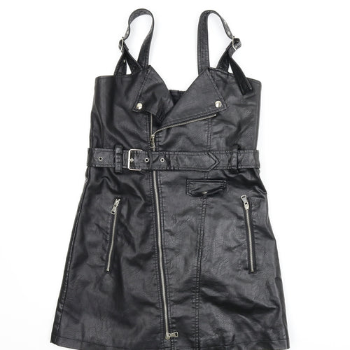 AFTF Basic Womens Black   Pinafore/Dungaree Dress  Size M