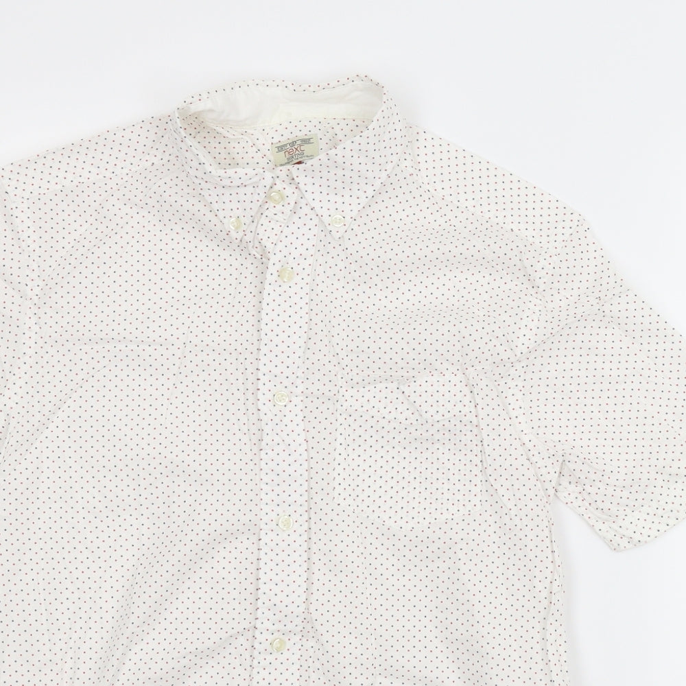 NEXT Mens White Polka Dot   Button-Up Size M