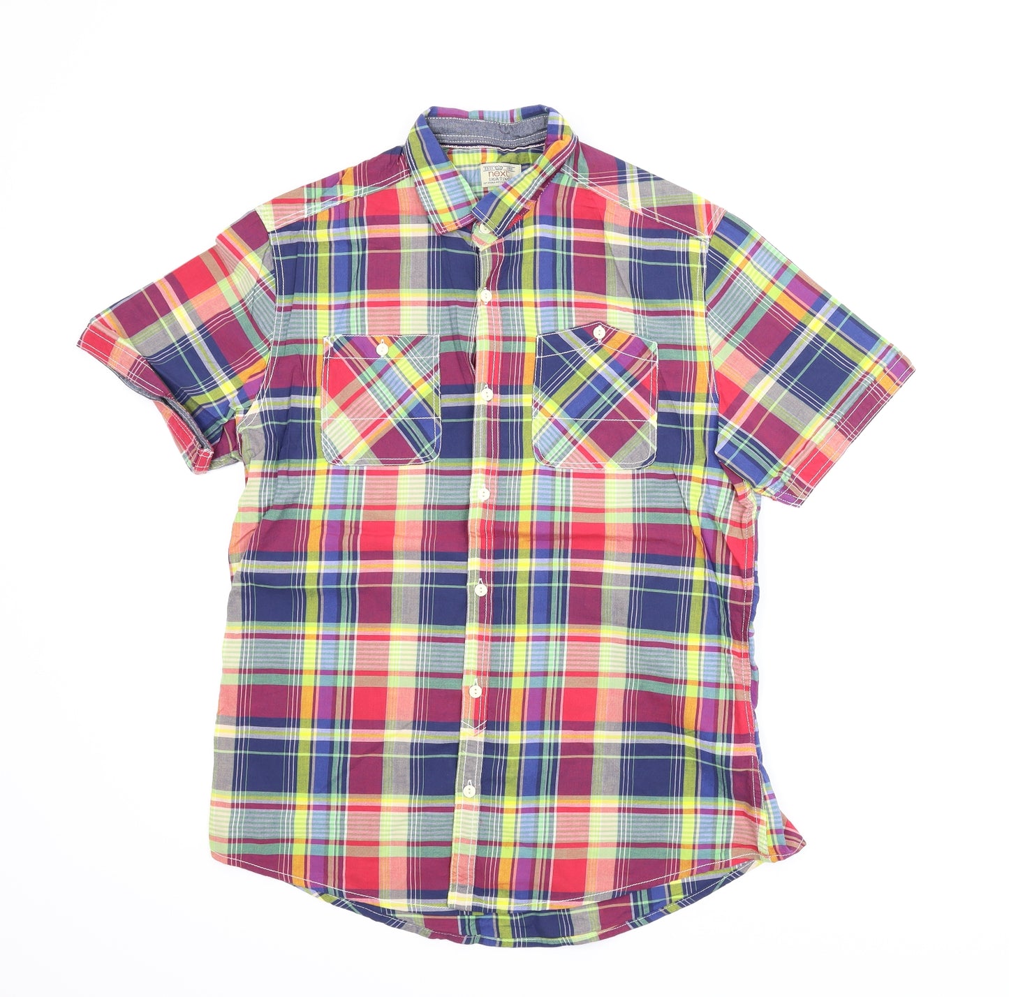 NEXT Mens Multicoloured Plaid   Button-Up Size M