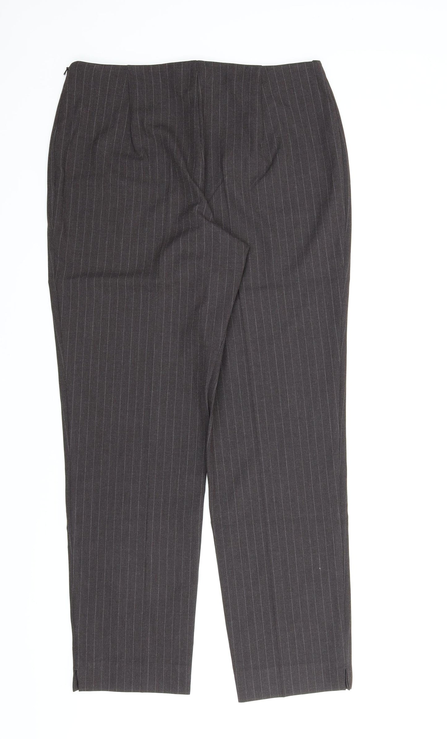 M&S Womens Brown Striped  Pedal Pusher Trousers Size 16 L27 in