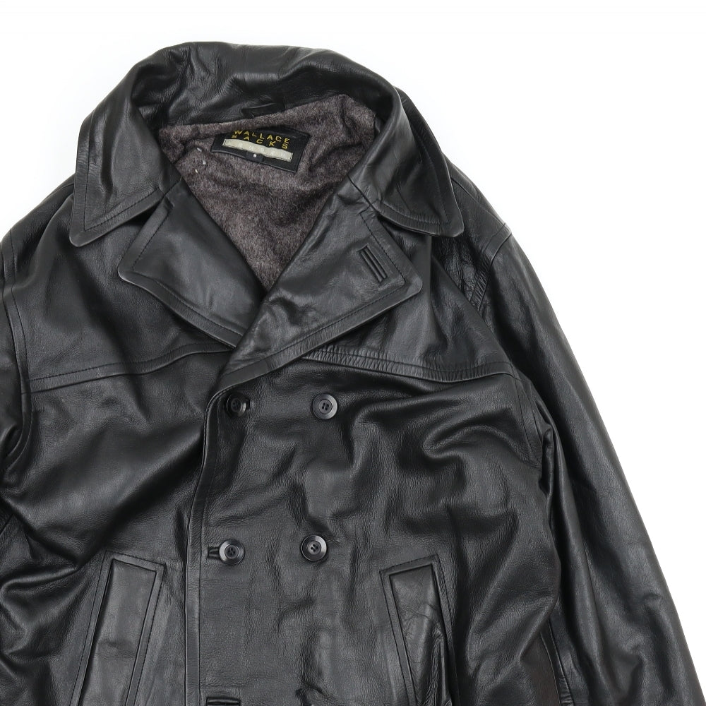 Wallace Sacks Mens Black   Pea Coat Coat Size S