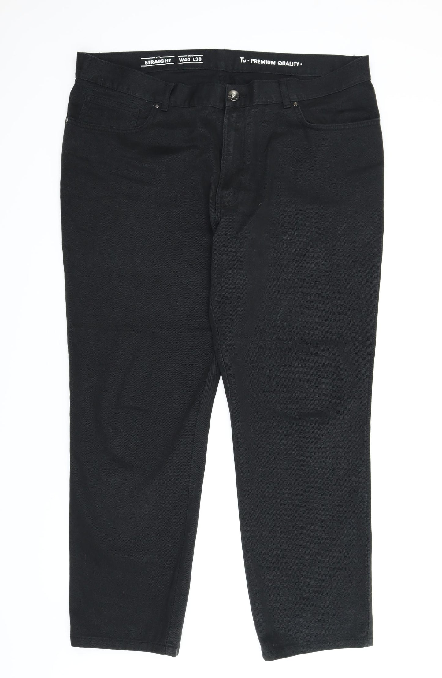 TU Mens Black  Denim Straight Jeans Size 40 in L30 in