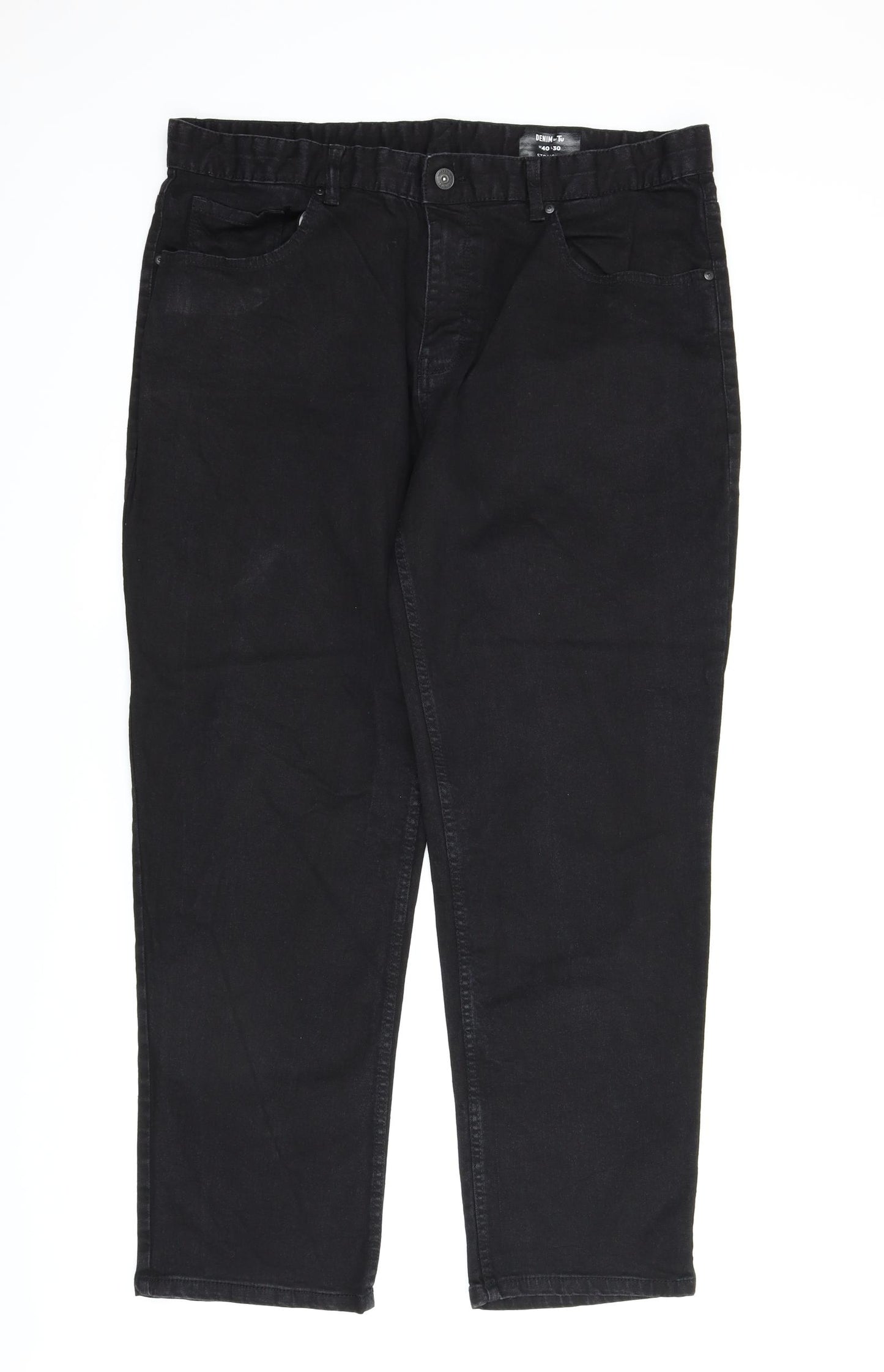 TU Mens Black  Denim Straight Jeans Size 40 in L30 in