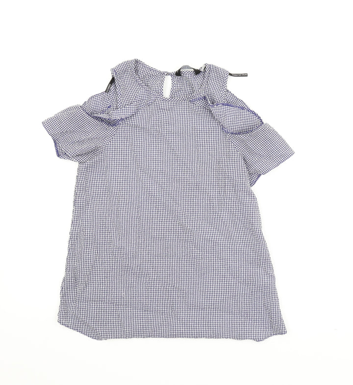 Dorothy Perkins Womens Blue Check Basic Blouse Size 8