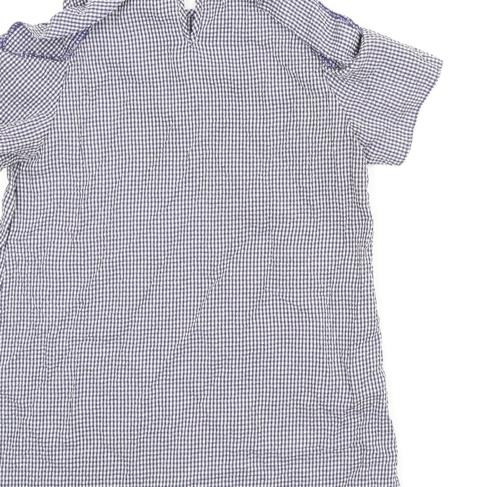 Dorothy Perkins Womens Blue Check  Basic Blouse Size 8