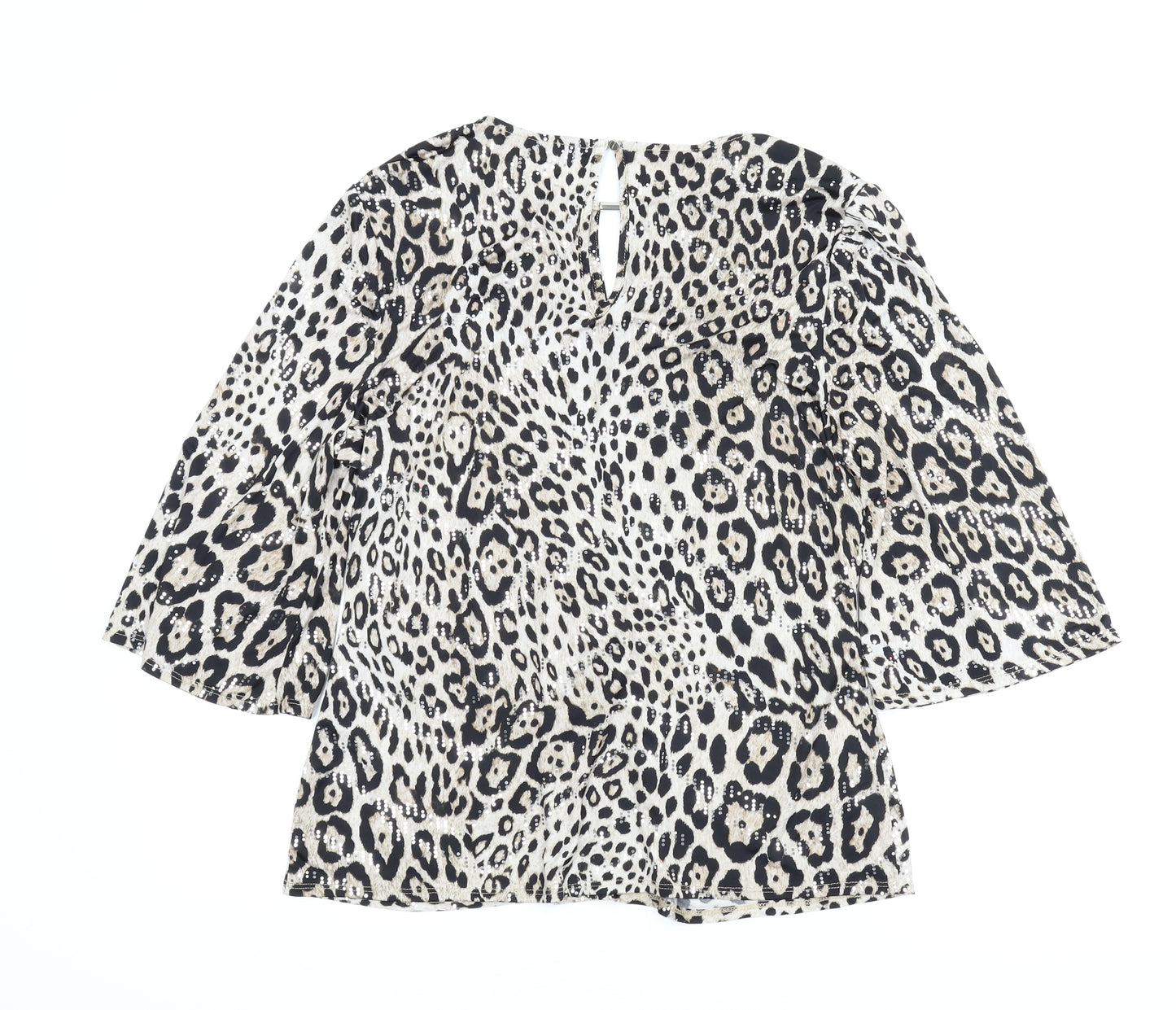 F&F Womens Beige Animal Print  Basic Blouse Size 14  - Leopard print