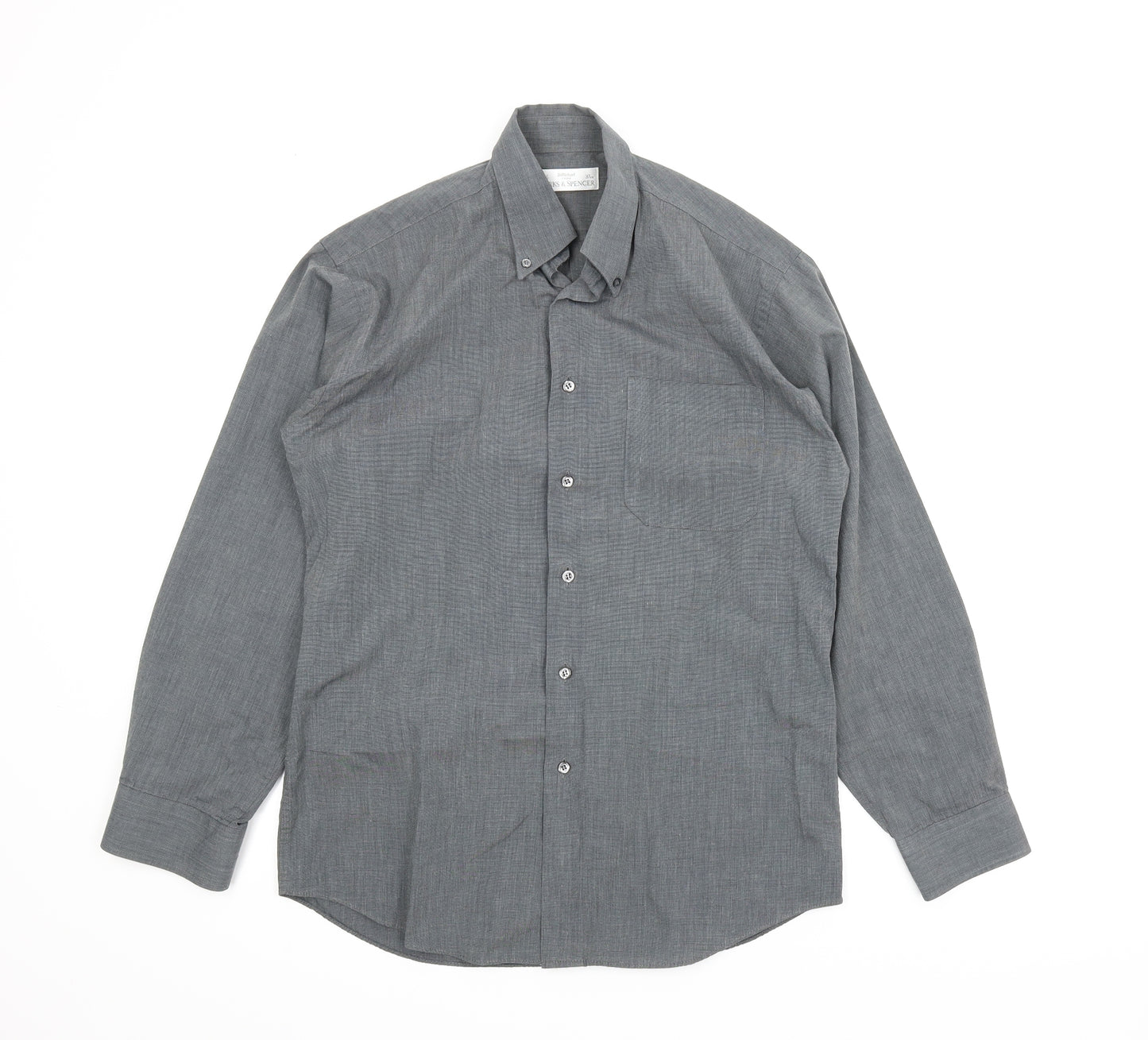 M&S Mens Grey    Button-Up Size 14.5