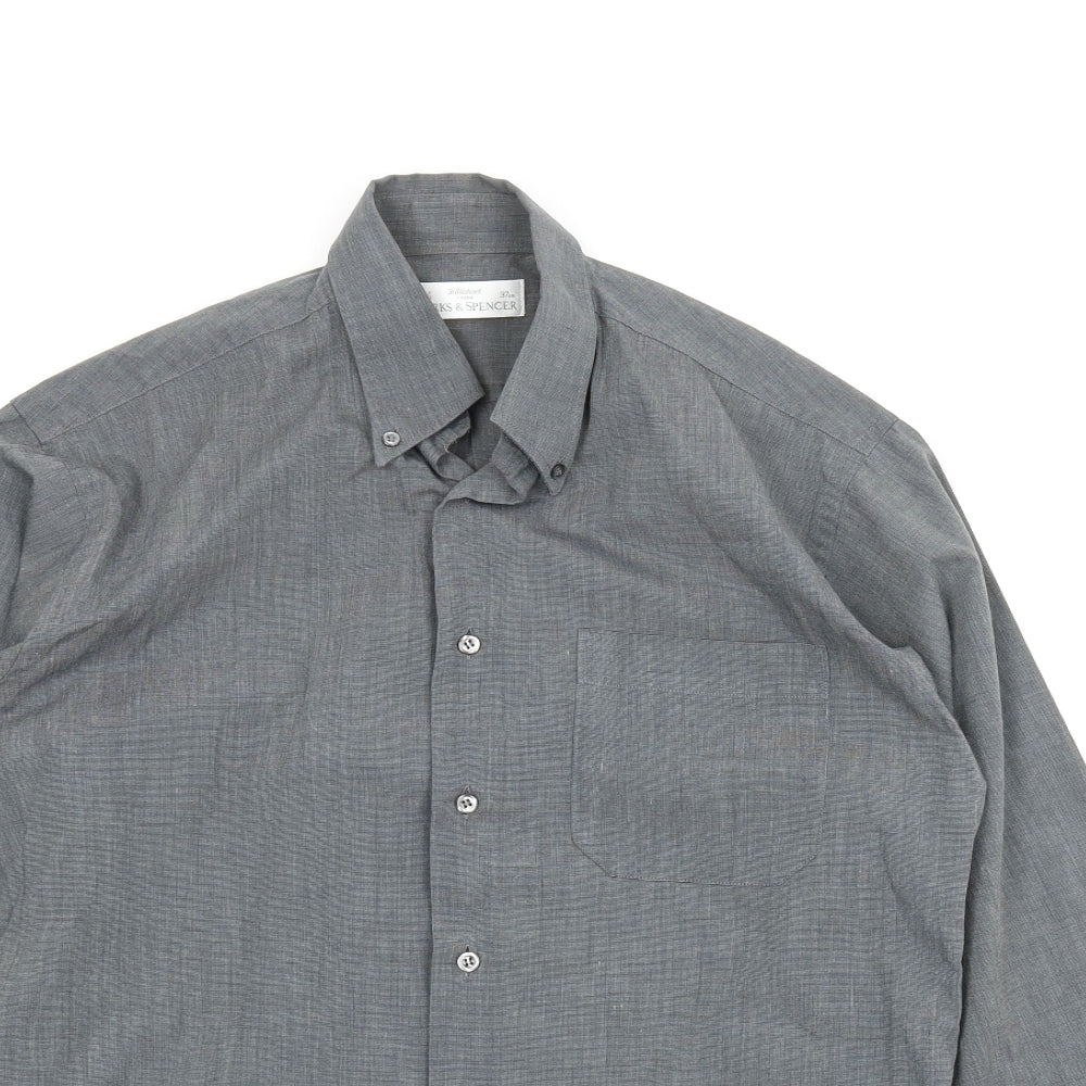 M&S Mens Grey    Button-Up Size 14.5