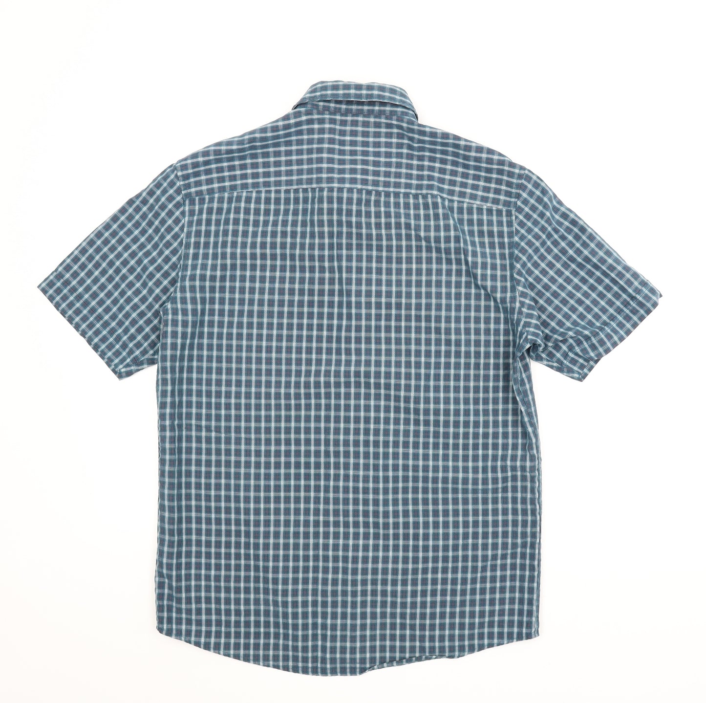 M&S Mens Blue Plaid   Button-Up Size S