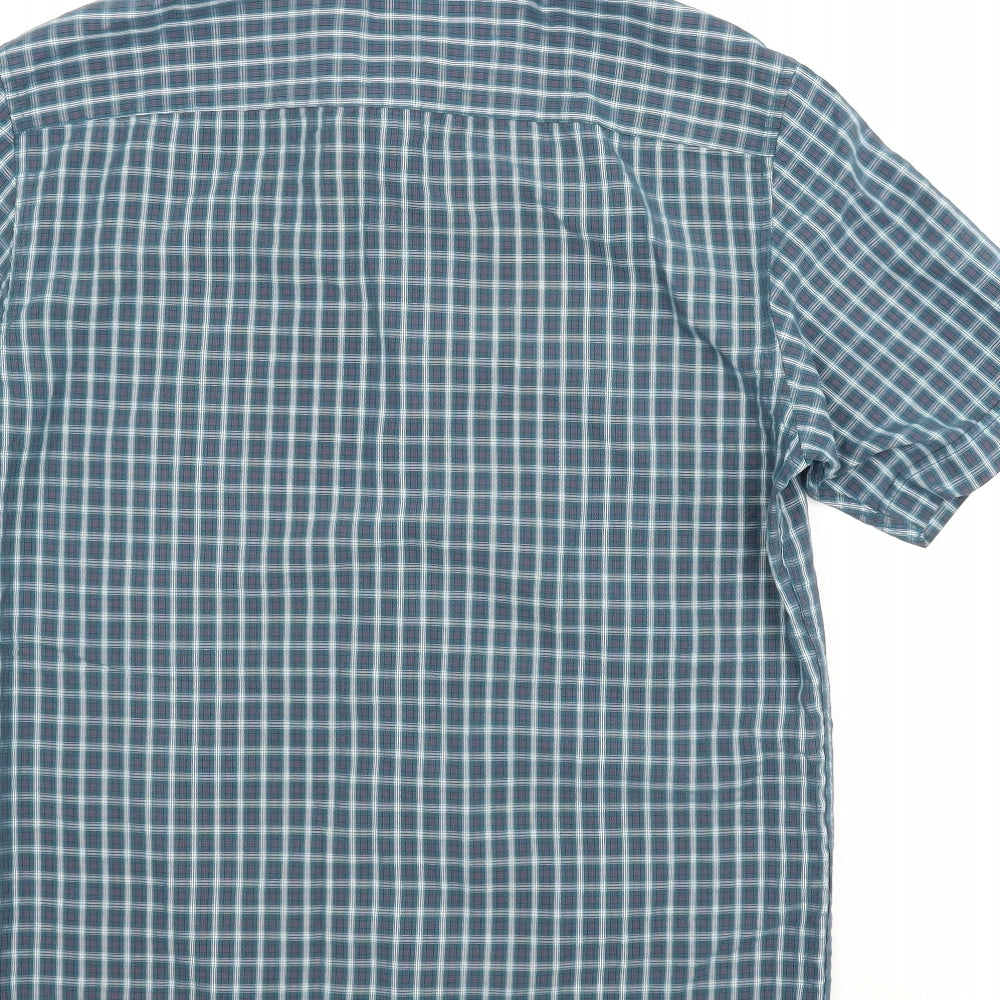 M&S Mens Blue Plaid   Button-Up Size S