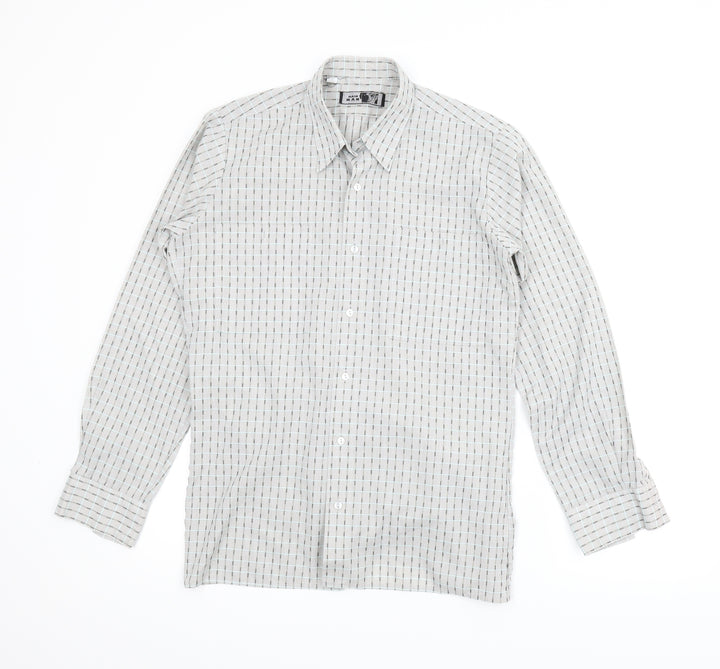 Main Man Mens Grey Plaid Button-Up Size 14.5