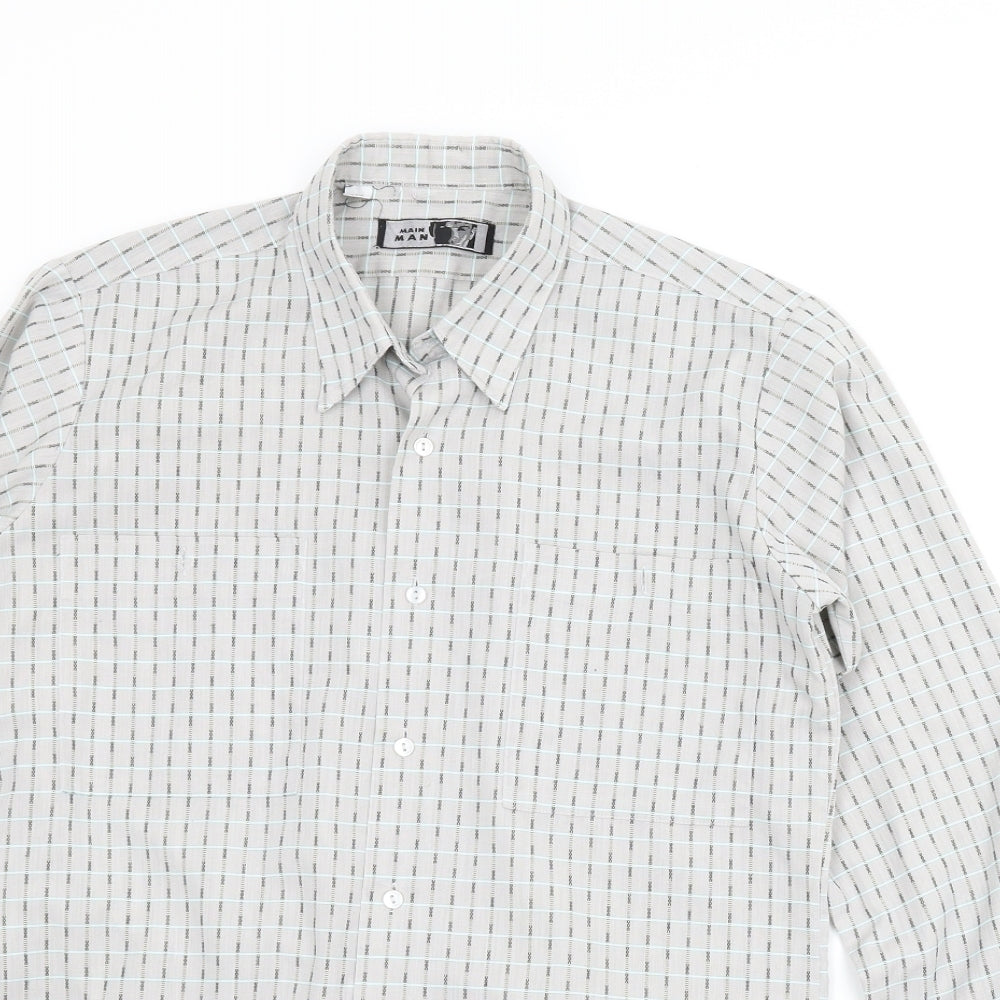 Main Man Mens Grey Plaid   Button-Up Size 14.5