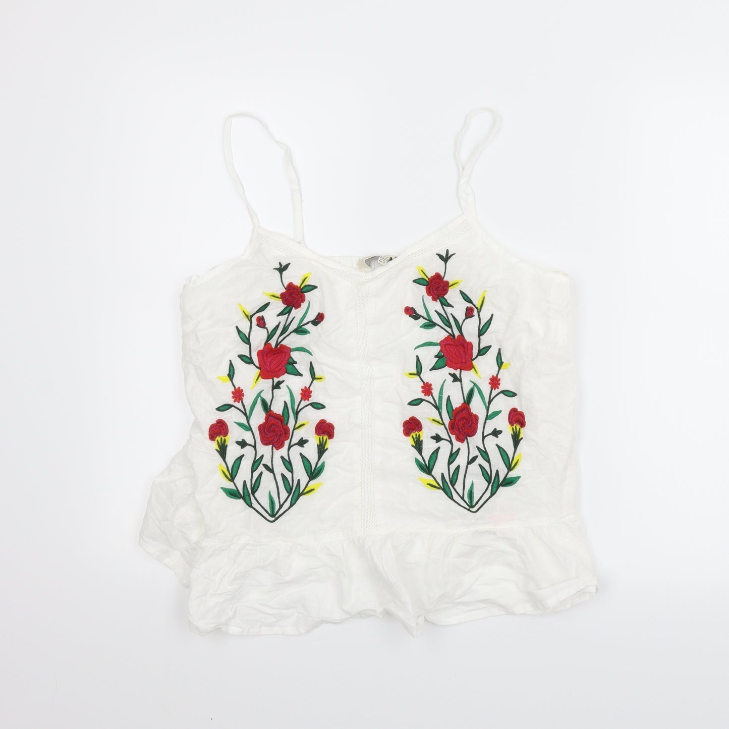 F&F Womens White Floral  Camisole Blouse Size 14