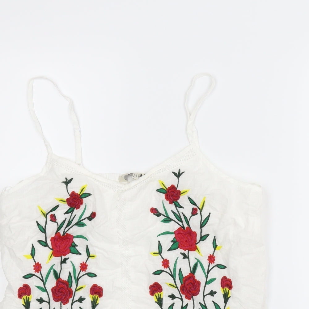 F&F Womens White Floral  Camisole Blouse Size 14
