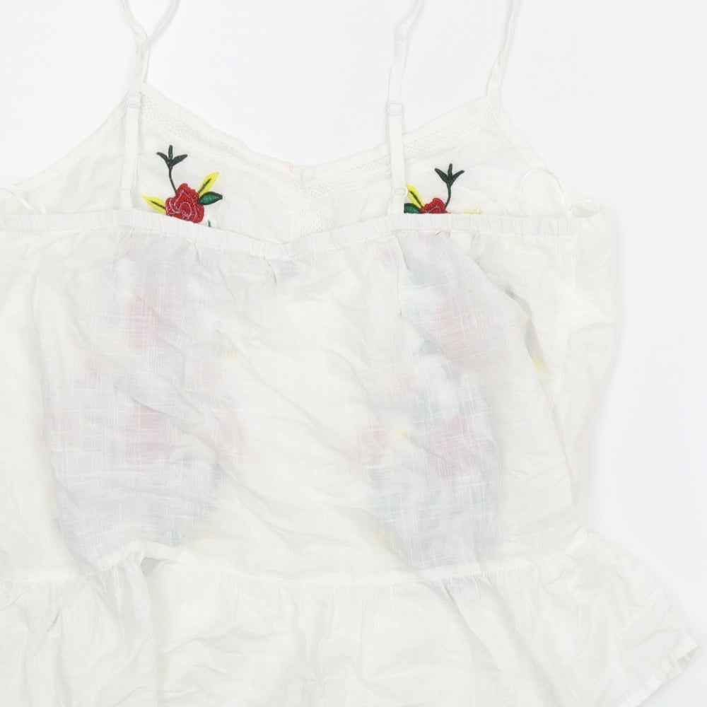 F&F Womens White Floral  Camisole Blouse Size 14