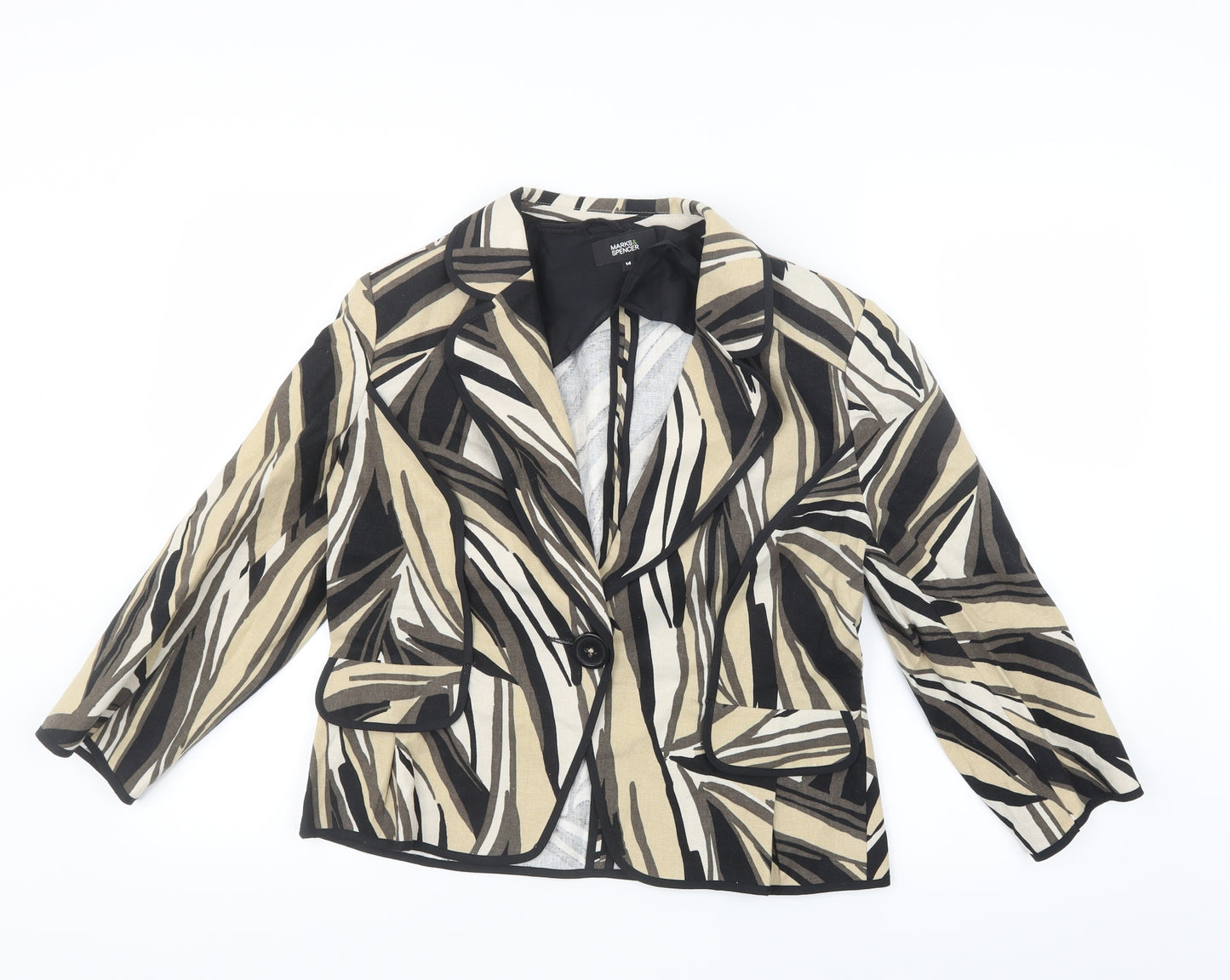 Marks and Spencer Womens Black Geometric  Jacket  Size 14