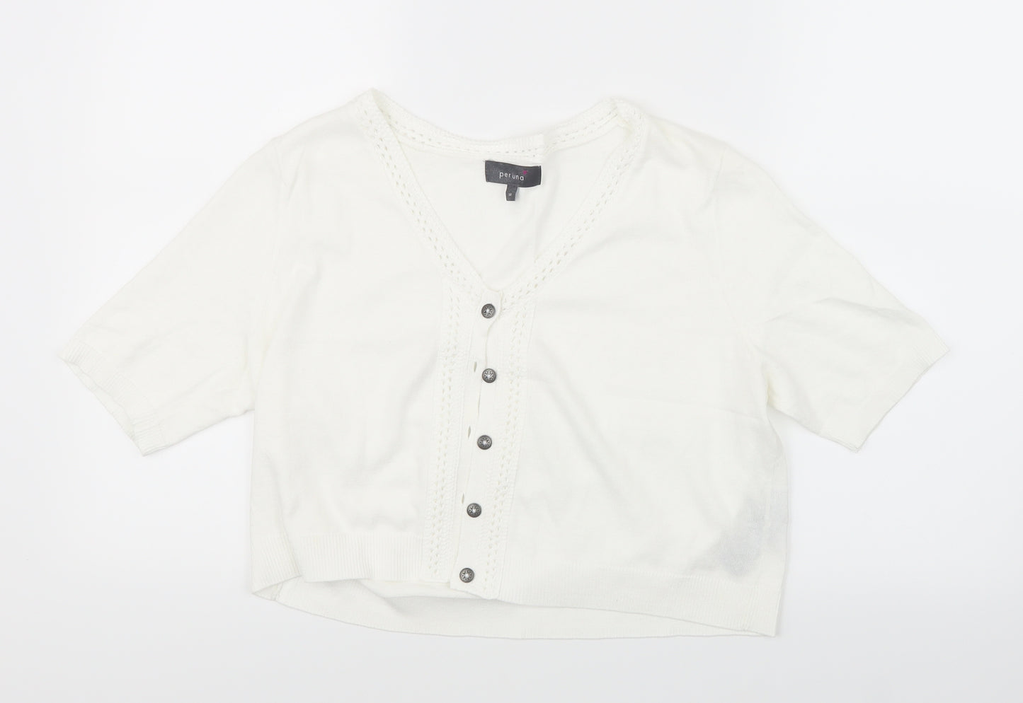 Per Una Womens White  Knit Cardigan Jumper Size 14