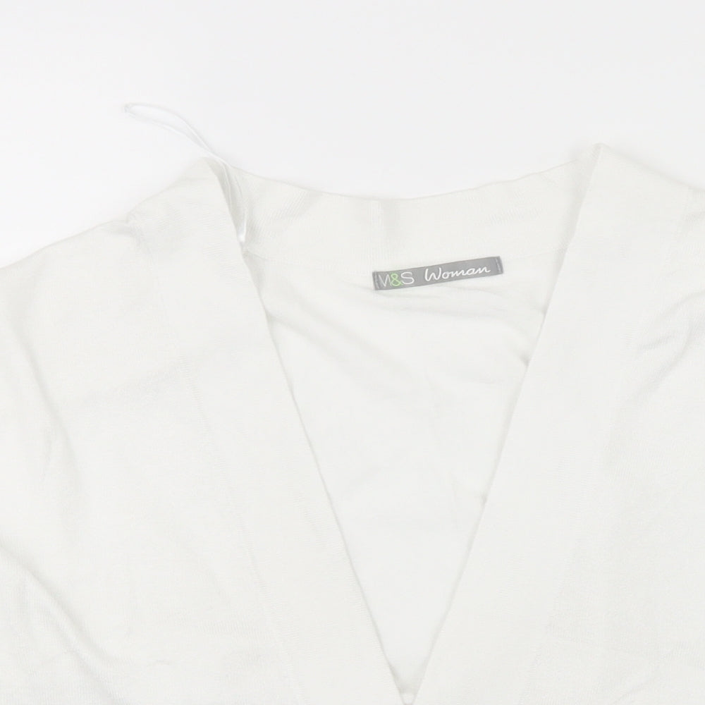 Marks and Spencer Womens White  Knit Cardigan Jumper Size 14