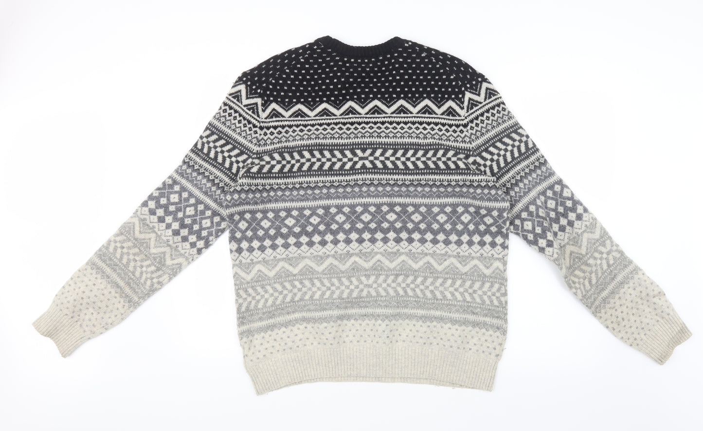 Gap Mens Black Geometric Knit Pullover Jumper Size XL