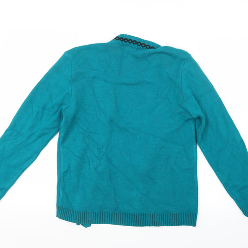 Glimpse Womens Green Geometric Knit Cardigan Jumper Size S  - Top and cardigan in one