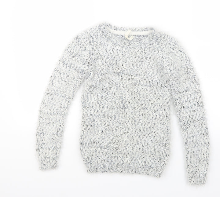 Young Dimension Girls White  Knit Pullover Jumper Size 9-10 Years